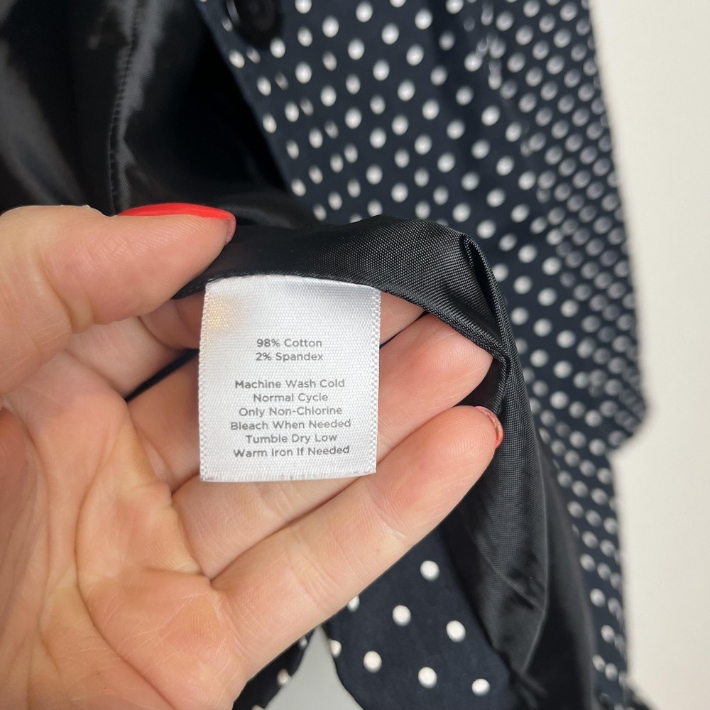 Talbots Jacket Womens 12 Navy White Polka Dot Lined Button Front 3/4 Sleeve - Picture 4 of 7